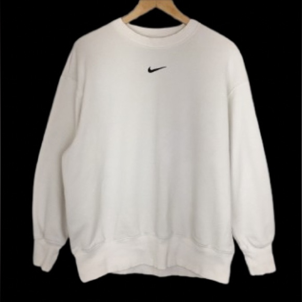 Vintage Y2K Nike Center Swoosh White Sweatshirt Oversized Pullover Trendy